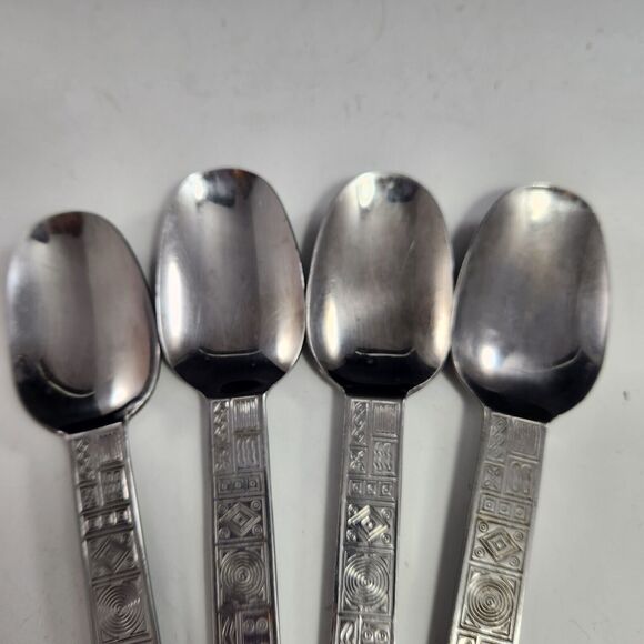 Cambridge AZTEC Set 4 Soup Spoons Stainless Steel Korea Retired Cutlery Flatware - Picture 4 of 7
